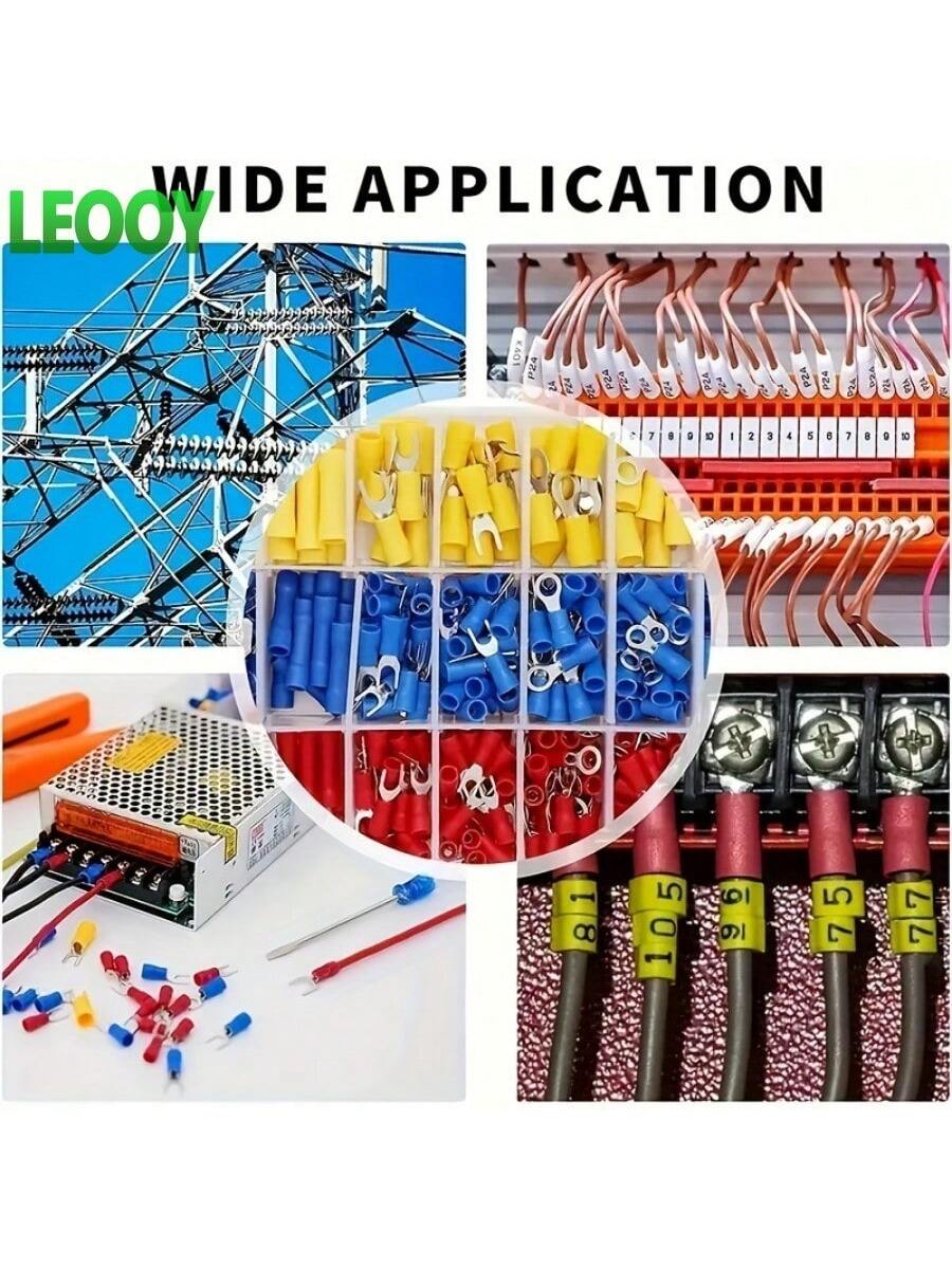 100pcs Electrical Crimping Fork Terminal Kit, Various Cable Connectors Set With Insulated Ring Fork Crimping Terminals, Suitable For Automotive And Shipboard Wiring, RV Round Cold-Pressed Terminals, O