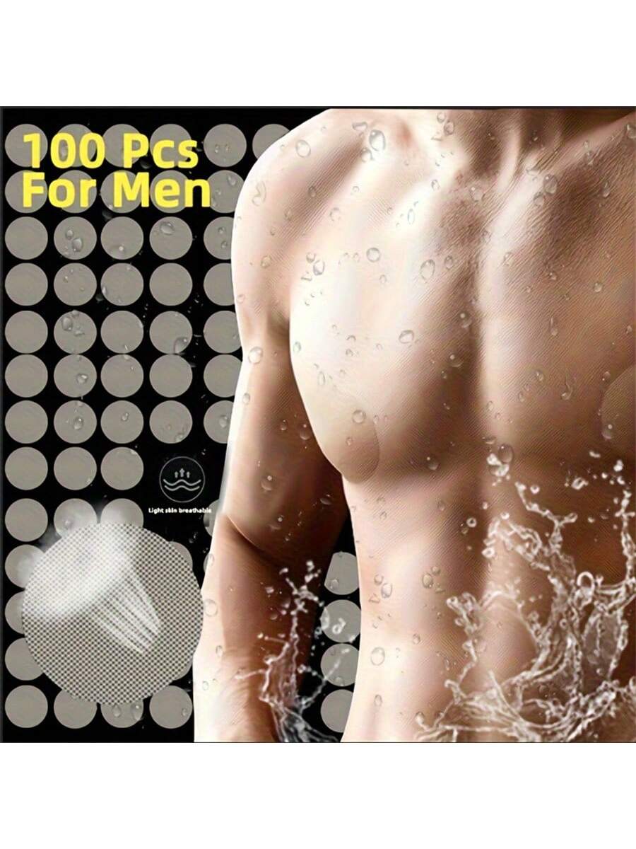 100pcs Men's Nipple Cover, Disposable Breast Patch For Men, Summer Breast Patch, Invisible Ultra-Thin Anti-Bulge Nipple Stickers, Sports Fitness Running Anti-Friction Nipple Patch