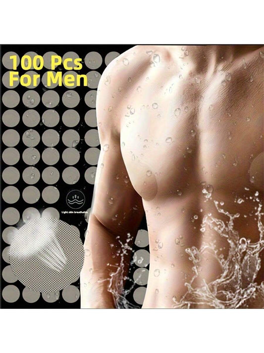 100pcs Men's Nipple Cover, Disposable Breast Patch For Men, Summer Breast Patch, Invisible Ultra-Thin Anti-Bulge Nipple Stickers, Sports Fitness Running Anti-Friction Nipple Patch