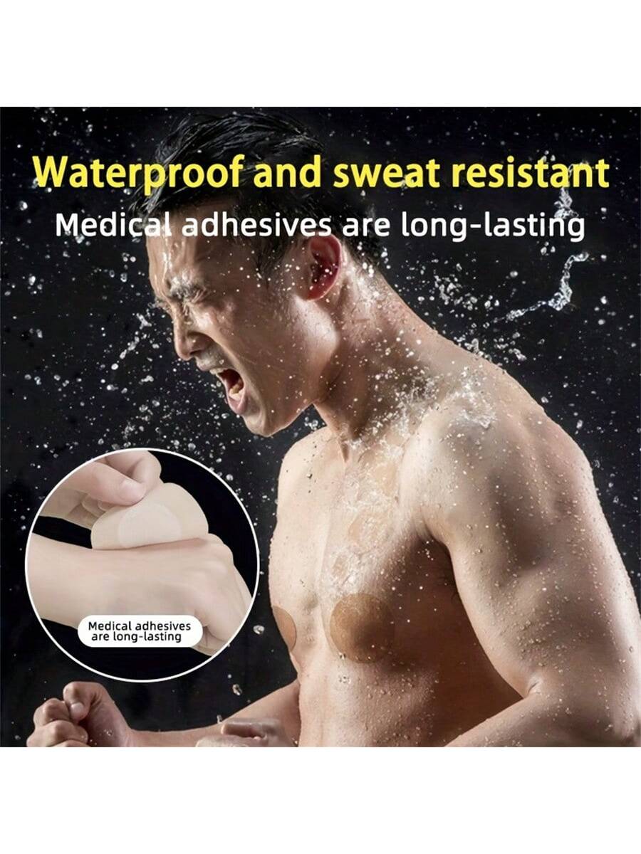 100pcs Men's Nipple Cover, Disposable Breast Patch For Men, Summer Breast Patch, Invisible Ultra-Thin Anti-Bulge Nipple Stickers, Sports Fitness Running Anti-Friction Nipple Patch
