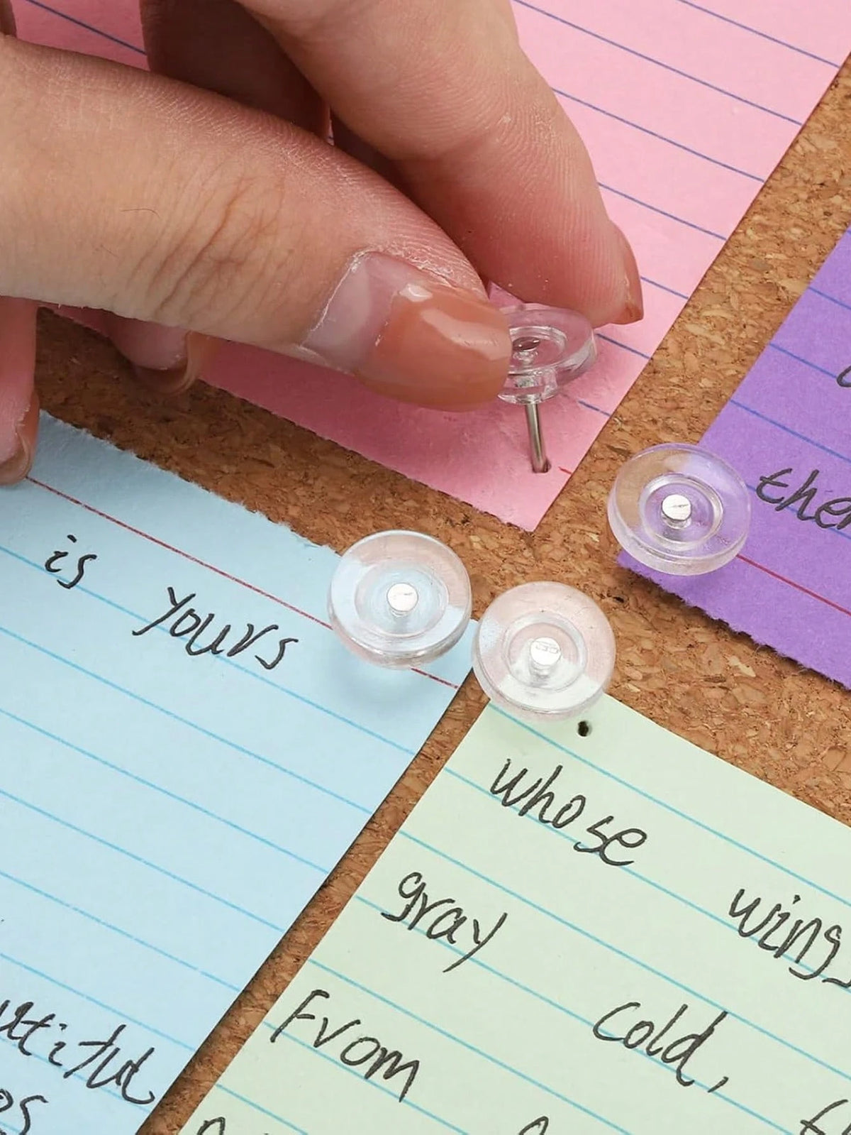 100pcs/Set Count Clear Push Pin Tacks, Premium Thumb Tacks Steel Point And Plastic Flat Head For Photo Wall, Bulletin Board, Home Office Use Cork Boards, Maps & Photos
