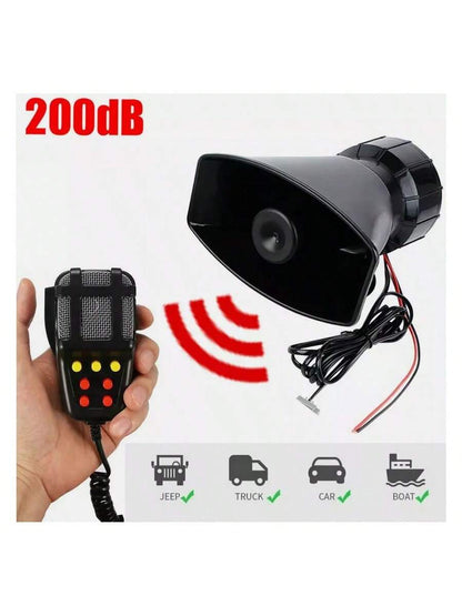 100W 12V 7 Sound Loud Car Alarm P-Olice Fire Horn Siren PA Speaker MIC System Kit
