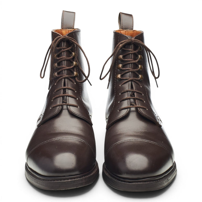 '101487' Dark Brown Leather Cap Toe Boots UK 6.5 E