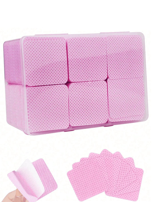 1080/400/200pcs Odorless Professional Grade Lint-Free Nail Polish Remover Pads, UV Gel Cleaning Wipes, Manicure Prep & Finishing Cleaning Tools (Pink)