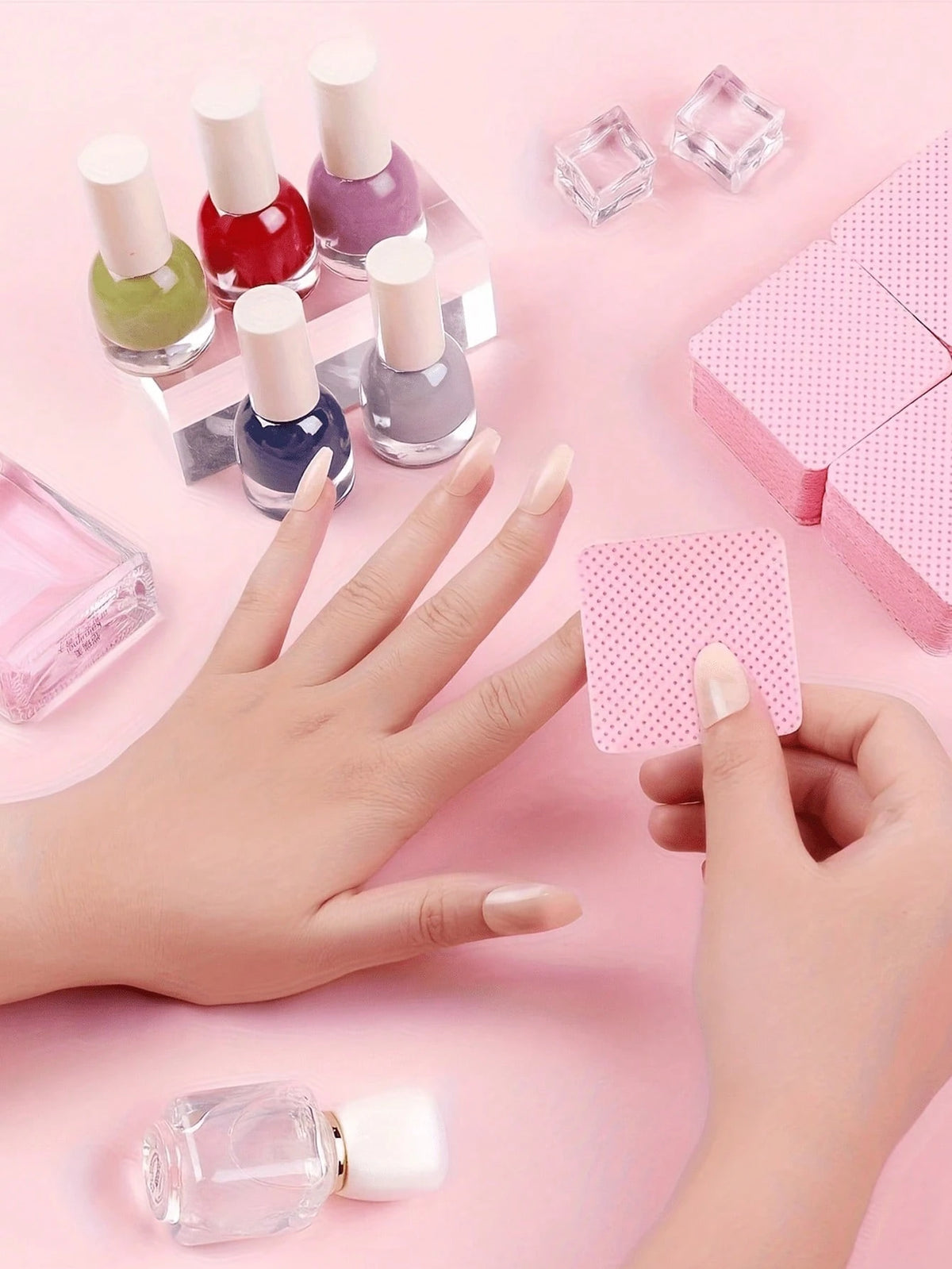 1080/400/200pcs Odorless Professional Grade Lint-Free Nail Polish Remover Pads, UV Gel Cleaning Wipes, Manicure Prep & Finishing Cleaning Tools (Pink)