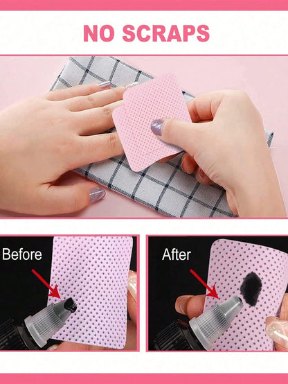 1080/400/200pcs Odorless Professional Grade Lint-Free Nail Polish Remover Pads, UV Gel Cleaning Wipes, Manicure Prep & Finishing Cleaning Tools (Pink)