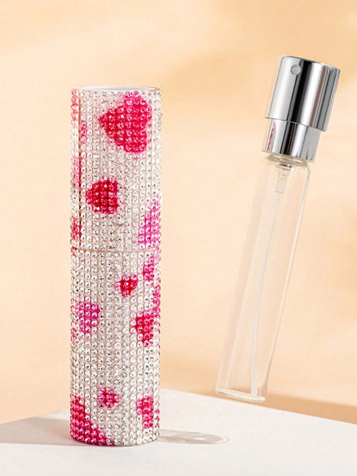 10ml Rhinestone Rotating Perfume Bottle, Mini Fully Rhinestone-Studded Empty Perfume Bottle, Portable Refillable Spray Bottle, Shiny Crystal Decorated Travel Perfume Sprayer, Luxury Creative Portable