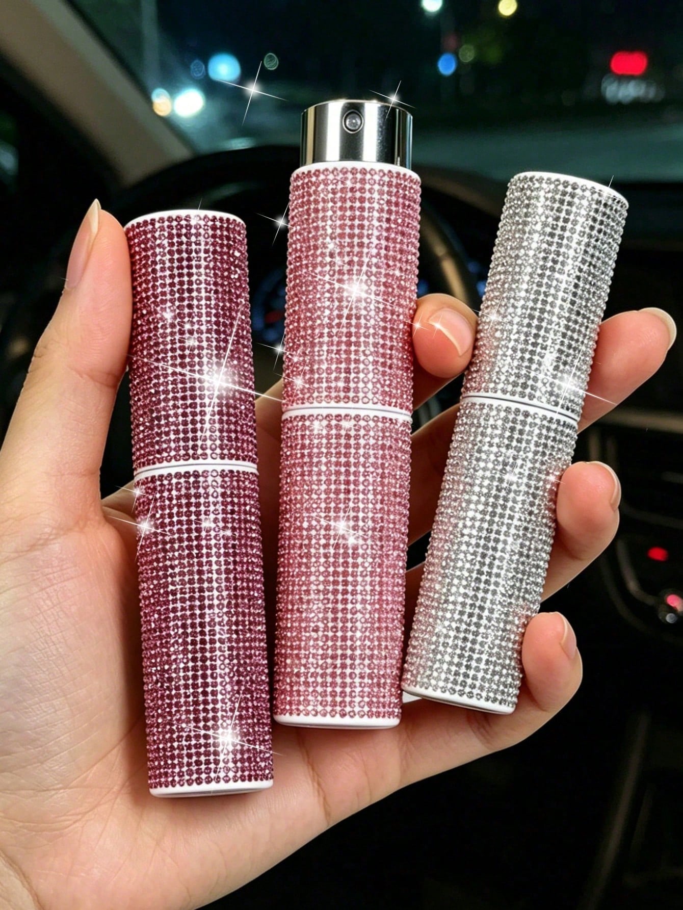 10ml Rhinestone Rotating Perfume Bottle, Mini Fully Rhinestone-Studded Empty Perfume Bottle, Portable Refillable Spray Bottle, Shiny Crystal Decorated Travel Perfume Sprayer, Luxury Creative Portable