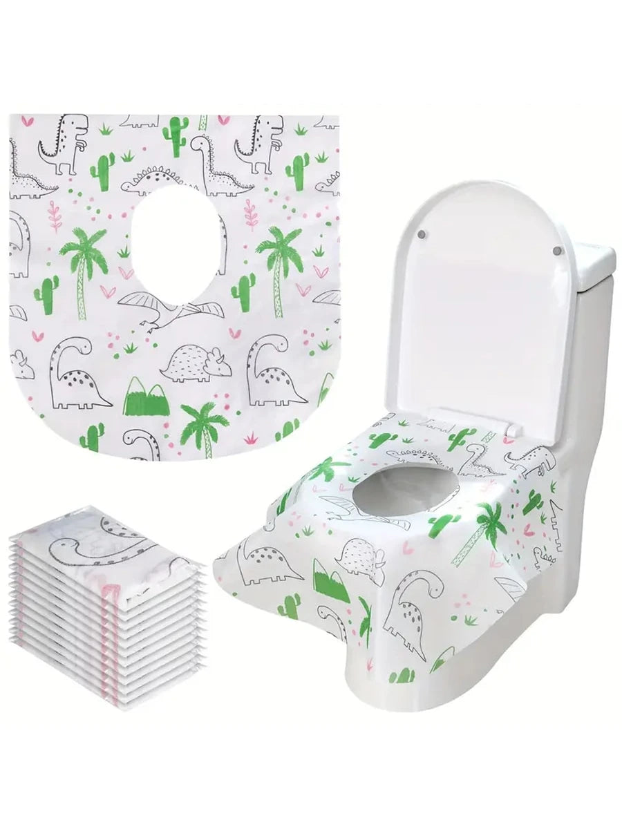10pcs/20pcs Cartoon Disposable Non-Woven Toilet Seat Covers, Universal Toilet Seat Pads, Portable Disposable Toilet Seat Covers, Public Restroom & Travel Toilet Seat Protectors, Bacteria Protection Fo
