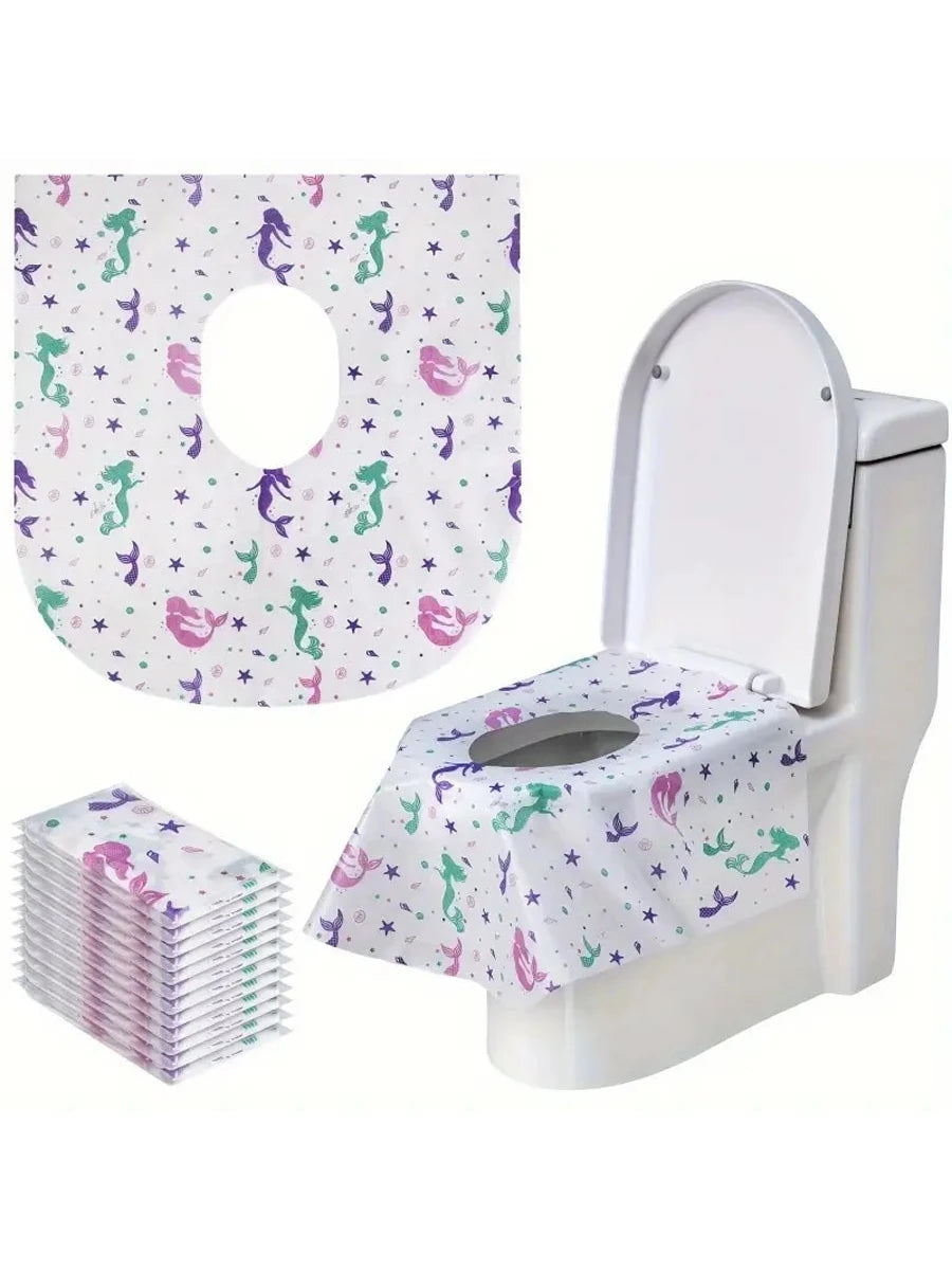 10pcs/20pcs Cartoon Disposable Non-Woven Toilet Seat Covers, Universal Toilet Seat Pads, Portable Disposable Toilet Seat Covers, Public Restroom & Travel Toilet Seat Protectors, Bacteria Protection Fo