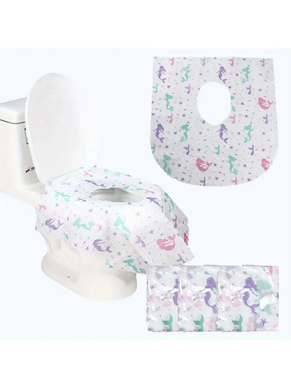 10pcs/20pcs Cartoon Disposable Non-Woven Toilet Seat Covers, Universal Toilet Seat Pads, Portable Disposable Toilet Seat Covers, Public Restroom & Travel Toilet Seat Protectors, Bacteria Protection Fo