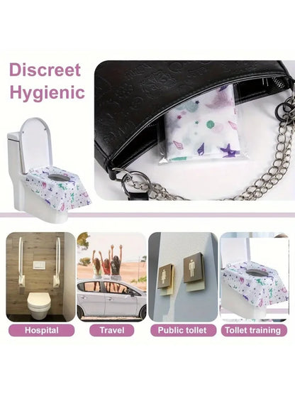 10pcs/20pcs Cartoon Disposable Non-Woven Toilet Seat Covers, Universal Toilet Seat Pads, Portable Disposable Toilet Seat Covers, Public Restroom & Travel Toilet Seat Protectors, Bacteria Protection Fo