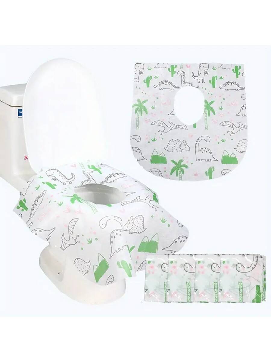 10pcs/20pcs Cartoon Disposable Non-Woven Toilet Seat Covers, Universal Toilet Seat Pads, Portable Disposable Toilet Seat Covers, Public Restroom & Travel Toilet Seat Protectors, Bacteria Protection Fo