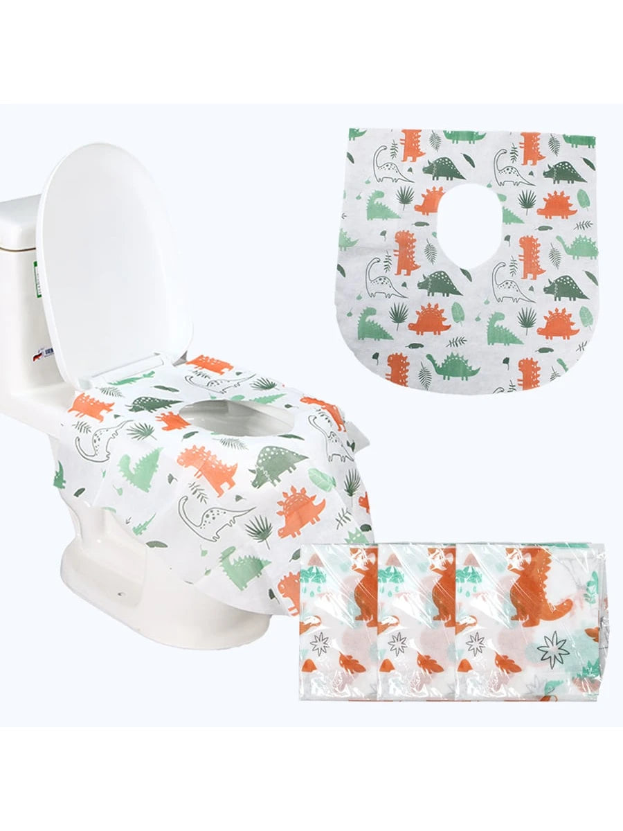 10pcs/20pcs Cartoon Disposable Non-Woven Toilet Seat Covers, Universal Toilet Seat Pads, Portable Disposable Toilet Seat Covers, Public Restroom & Travel Toilet Seat Protectors, Bacteria Protection Fo