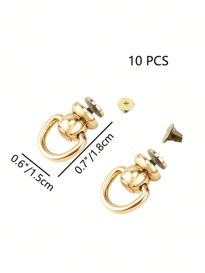 10pcs New Side Buckle Screw Loop Connector Rivet Zipper Change Buckle DIY Accessories Replacement, Reusable Bag Accessories, Handbag, Tote Bag, Backpack Carabiner Clip