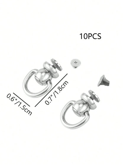 10pcs New Side Buckle Screw Loop Connector Rivet Zipper Change Buckle DIY Accessories Replacement, Reusable Bag Accessories, Handbag, Tote Bag, Backpack Carabiner Clip