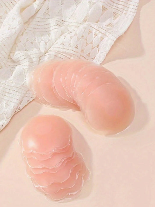 10pcs Reusable Seamless Silicone Bra Liners- Invisible, Self-Adhesive, Nipple Concealer For Women- Comfortable, Breathable, Easy To Clean Bra Accessories