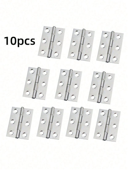 10pcs Stainless Steel Door Hinges, Cabinet Doors Windows Wooden Box Flat Hinges, Home Furniture Hardware Accessories