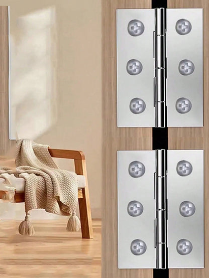 10pcs Stainless Steel Door Hinges, Cabinet Doors Windows Wooden Box Flat Hinges, Home Furniture Hardware Accessories