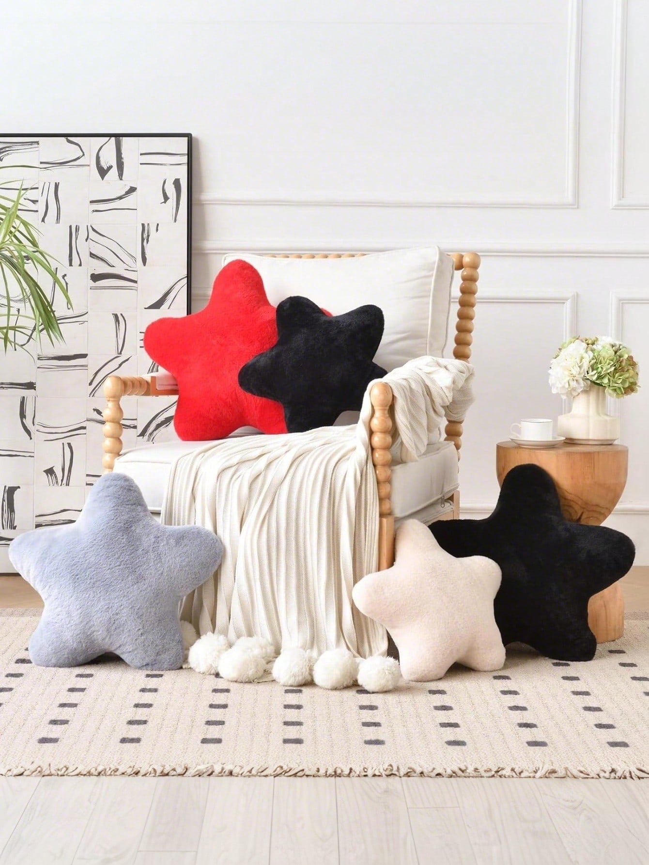 11.81"/15.74" Cute Star Shaped Throw Pillow, Soft Faux Fur Material, Christmas Home Decor For Sofa, Bedroom, Living Room, Great Christmas Gift For Family And Friends