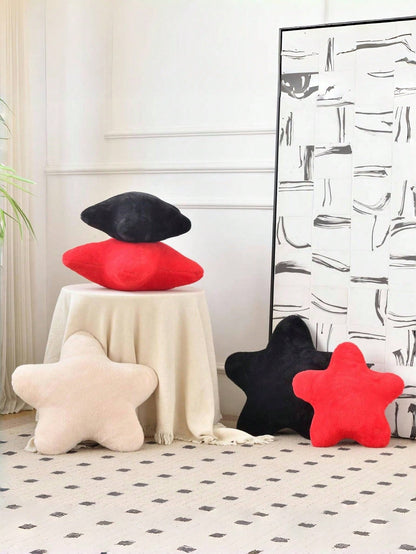 11.81"/15.74" Cute Star Shaped Throw Pillow, Soft Faux Fur Material, Christmas Home Decor For Sofa, Bedroom, Living Room, Great Christmas Gift For Family And Friends
