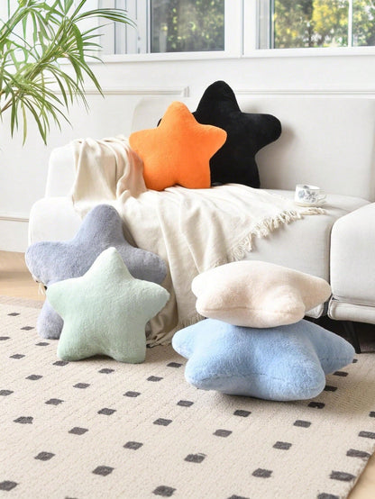 11.81"/15.74" Cute Star Shaped Throw Pillow, Soft Faux Fur Material, Christmas Home Decor For Sofa, Bedroom, Living Room, Great Christmas Gift For Family And Friends