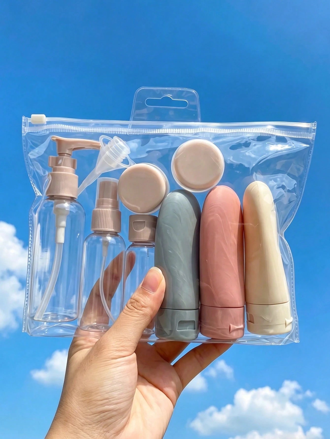 11pcs/Set Travel Cosmetic Lotion Refillable Bottle Set Cosmetic Empty Liquid Container,Toiletries Travel Bottles Set,Leakproof,60Ml Capacity, Essential For Shampoo,Hair Conditioner,Body Lotion,Bath Sh