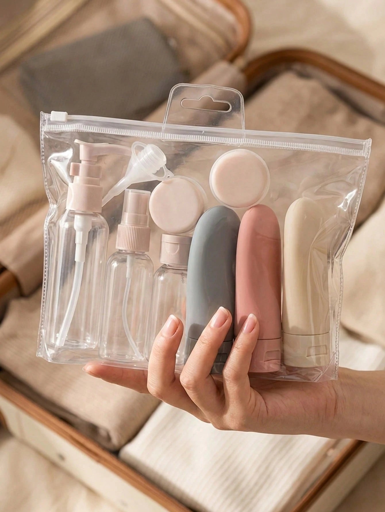 11pcs/Set Travel Cosmetic Lotion Refillable Bottle Set Cosmetic Empty Liquid Container,Toiletries Travel Bottles Set,Leakproof,60Ml Capacity, Essential For Shampoo,Hair Conditioner,Body Lotion,Bath Sh
