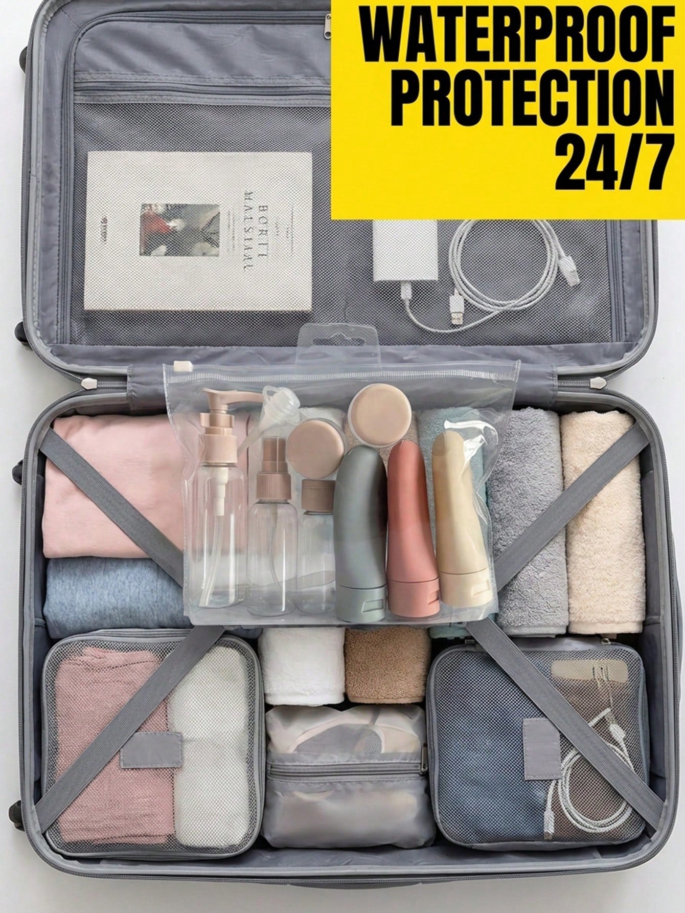 11pcs/Set Travel Cosmetic Lotion Refillable Bottle Set Cosmetic Empty Liquid Container,Toiletries Travel Bottles Set,Leakproof,60Ml Capacity, Essential For Shampoo,Hair Conditioner,Body Lotion,Bath Sh