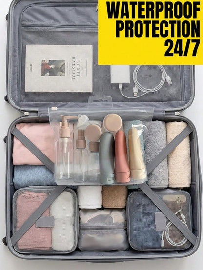 11pcs/Set Travel Cosmetic Lotion Refillable Bottle Set Cosmetic Empty Liquid Container,Toiletries Travel Bottles Set,Leakproof,60Ml Capacity, Essential For Shampoo,Hair Conditioner,Body Lotion,Bath Sh