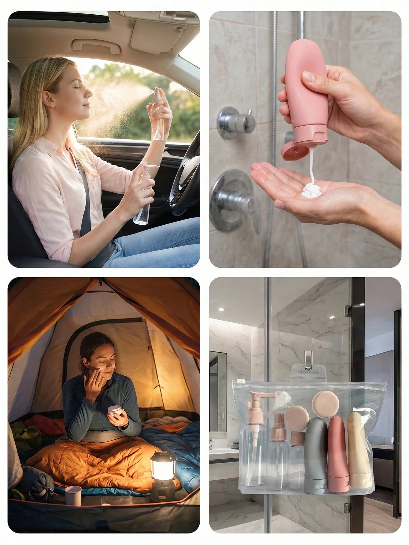 11pcs/Set Travel Cosmetic Lotion Refillable Bottle Set Cosmetic Empty Liquid Container,Toiletries Travel Bottles Set,Leakproof,60Ml Capacity, Essential For Shampoo,Hair Conditioner,Body Lotion,Bath Sh