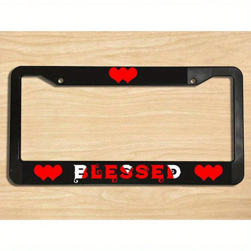 12.2 X 6.3 Inches, Red Heart License Plate Frame, Car Frame, License Plate Holder, Auto Tags Cover With 2 Holes Screws