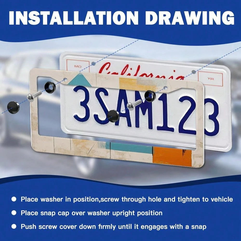12.2 X 6.3 Inches, Red Heart License Plate Frame, Car Frame, License Plate Holder, Auto Tags Cover With 2 Holes Screws