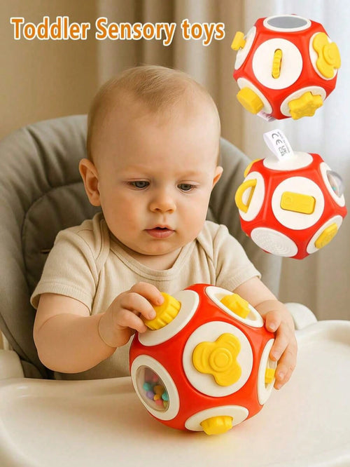 12-In-1 Baby Sensory Busy Ball- Montessori Cube Toys, Educational Learning Activities Travel Toys, Develop Fine Motor Skills, Airplane Car Seat Travel Stress Relief Toys, Portable Baby Busy Board, Ne