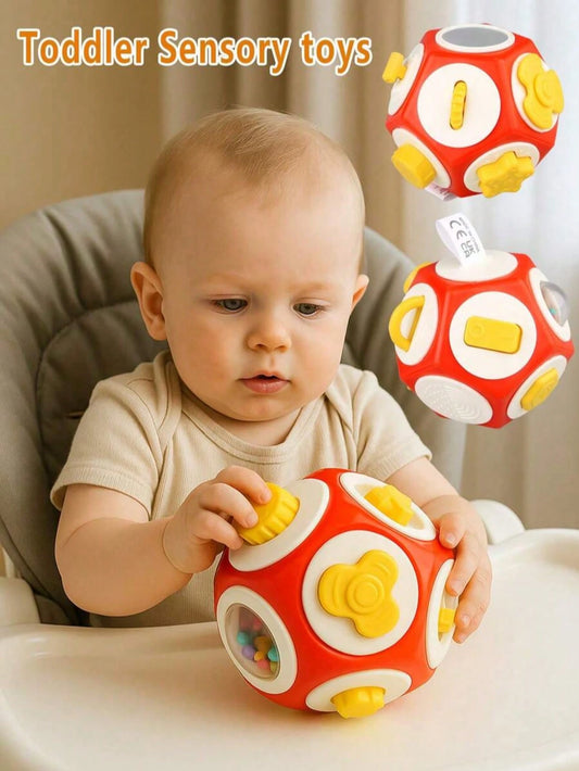 12-In-1 Baby Sensory Busy Ball- Montessori Cube Toys, Educational Learning Activities Travel Toys, Develop Fine Motor Skills, Airplane Car Seat Travel Stress Relief Toys, Portable Baby Busy Board, Ne