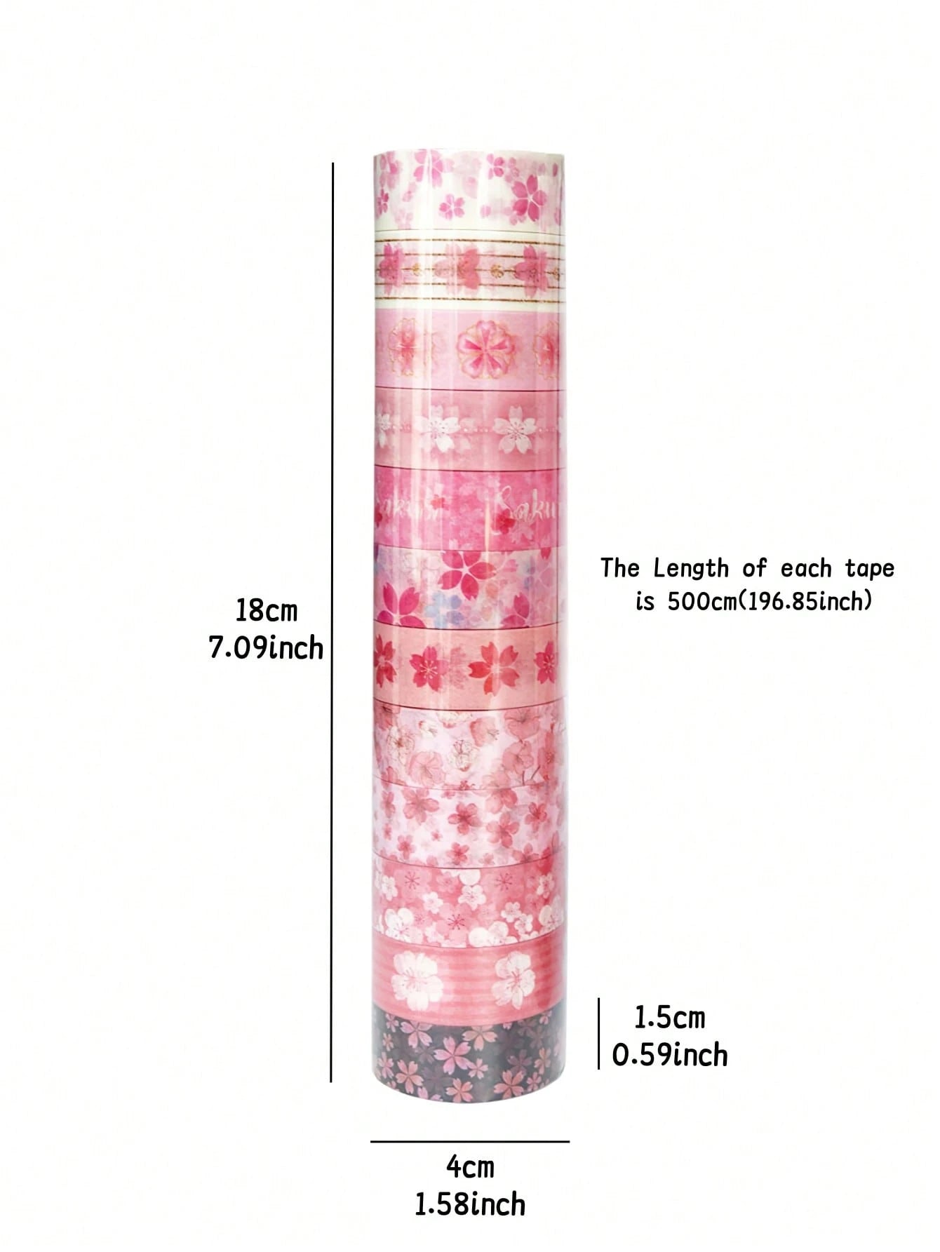 12 Rolls Sakura Washi Tape, Romantic Spring Sakura Petal Decorative Washi Tape, Floral Handmade Sticker Tape With Adhesive For Diary, Planner, DIY Crafts, Gift Wrapping, Stationery