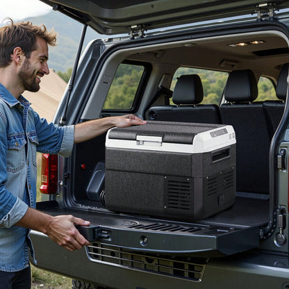 12 Volt Car Refrigerator, 26.4QT/25L Car Fridge, Portable Electric Cooler With-4℉~68℉ Adjustable Temperature, 12/24V DC And 100- 240V AC Compressor Freezer For Outdoor, Camping, Travel, RV