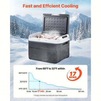 12 Volt Car Refrigerator, 26.4QT/25L Car Fridge, Portable Electric Cooler With-4℉~68℉ Adjustable Temperature, 12/24V DC And 100- 240V AC Compressor Freezer For Outdoor, Camping, Travel, RV