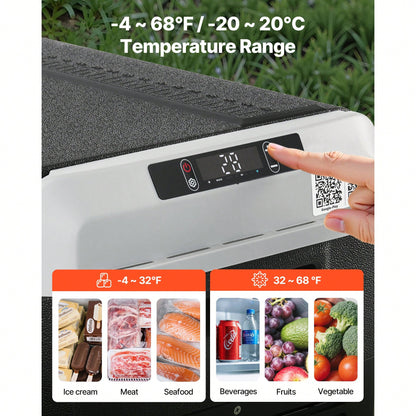 12 Volt Car Refrigerator, 26.4QT/25L Car Fridge, Portable Electric Cooler With-4℉~68℉ Adjustable Temperature, 12/24V DC And 100- 240V AC Compressor Freezer For Outdoor, Camping, Travel, RV