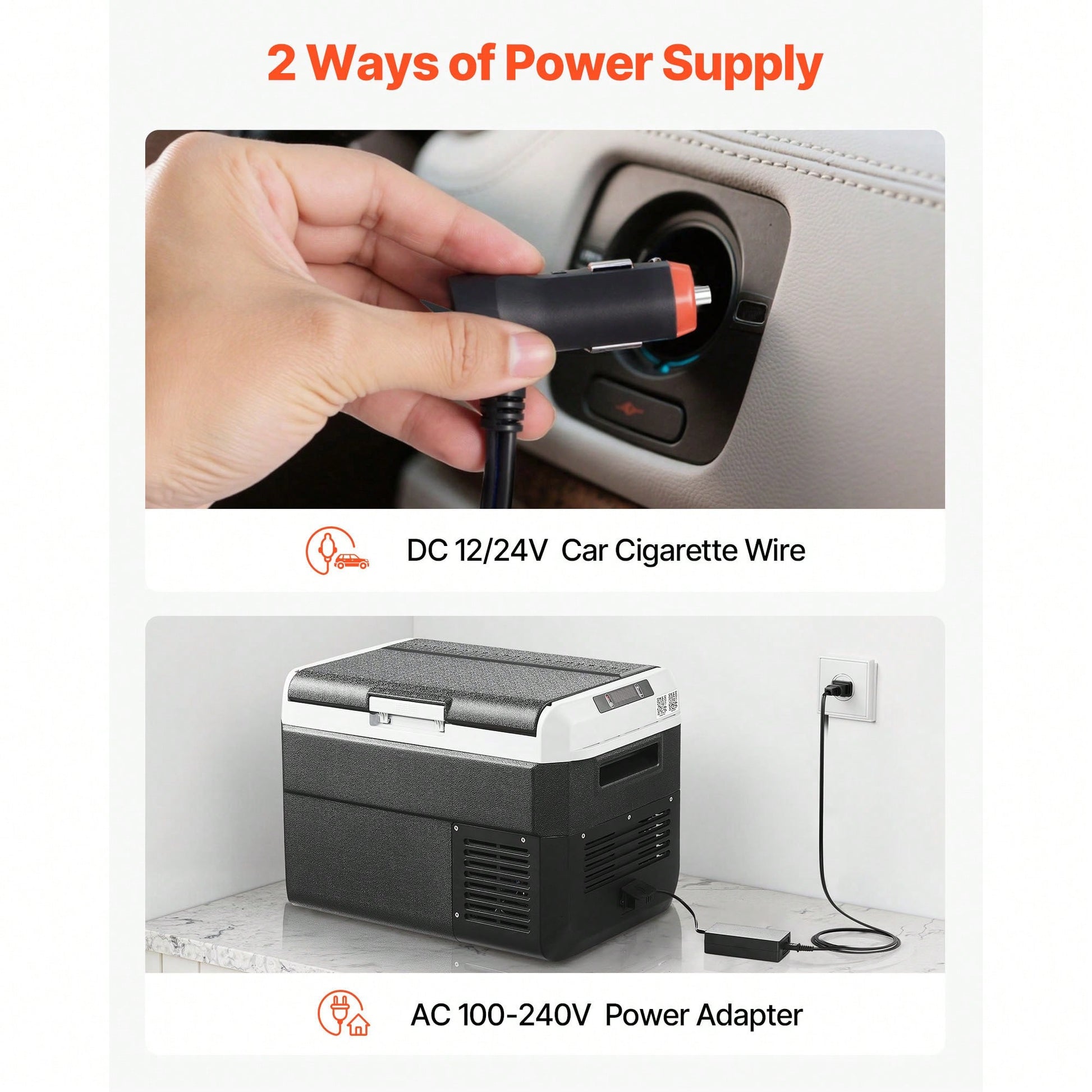 12 Volt Car Refrigerator, 26.4QT/25L Car Fridge, Portable Electric Cooler With-4℉~68℉ Adjustable Temperature, 12/24V DC And 100- 240V AC Compressor Freezer For Outdoor, Camping, Travel, RV