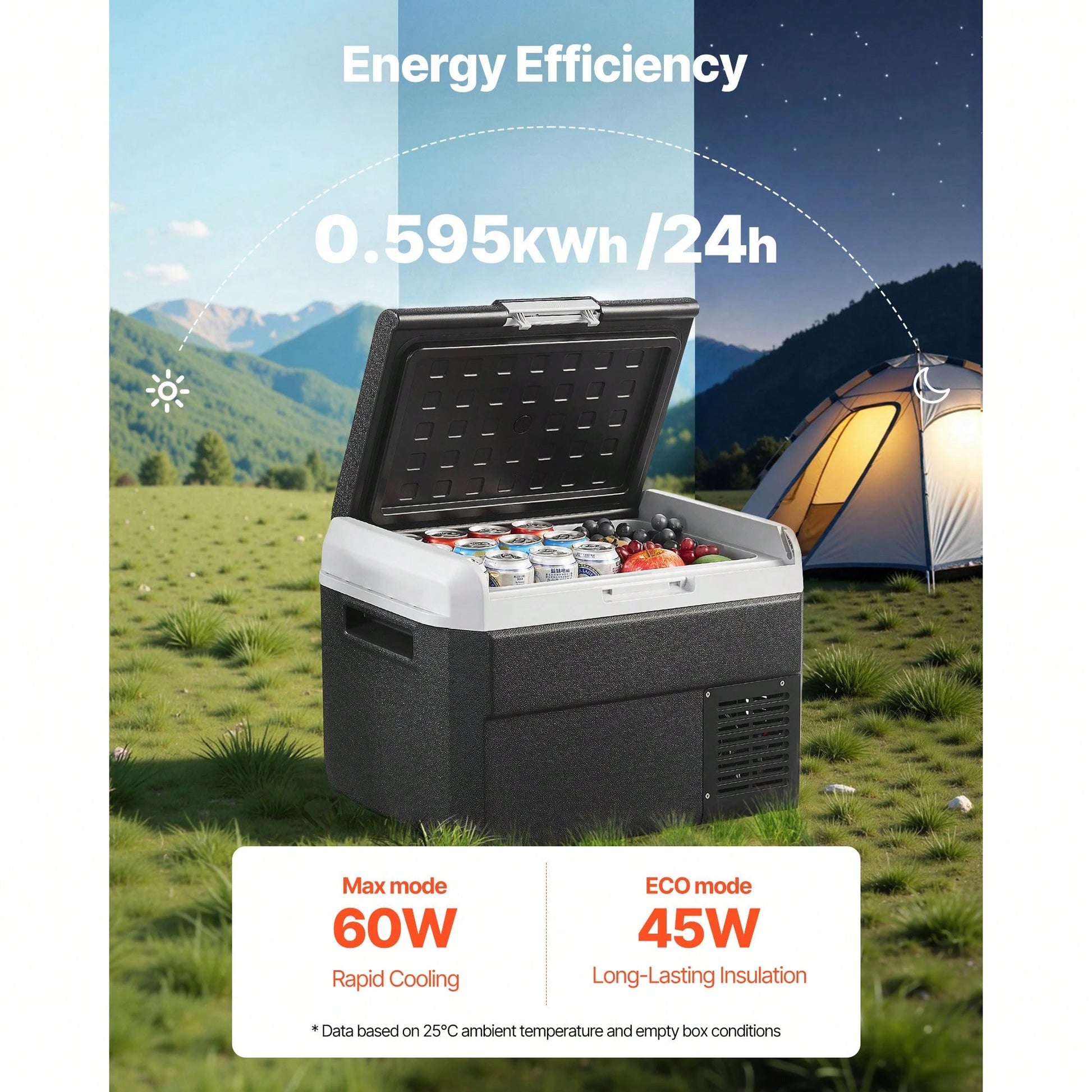 12 Volt Car Refrigerator, 26.4QT/25L Car Fridge, Portable Electric Cooler With-4℉~68℉ Adjustable Temperature, 12/24V DC And 100- 240V AC Compressor Freezer For Outdoor, Camping, Travel, RV
