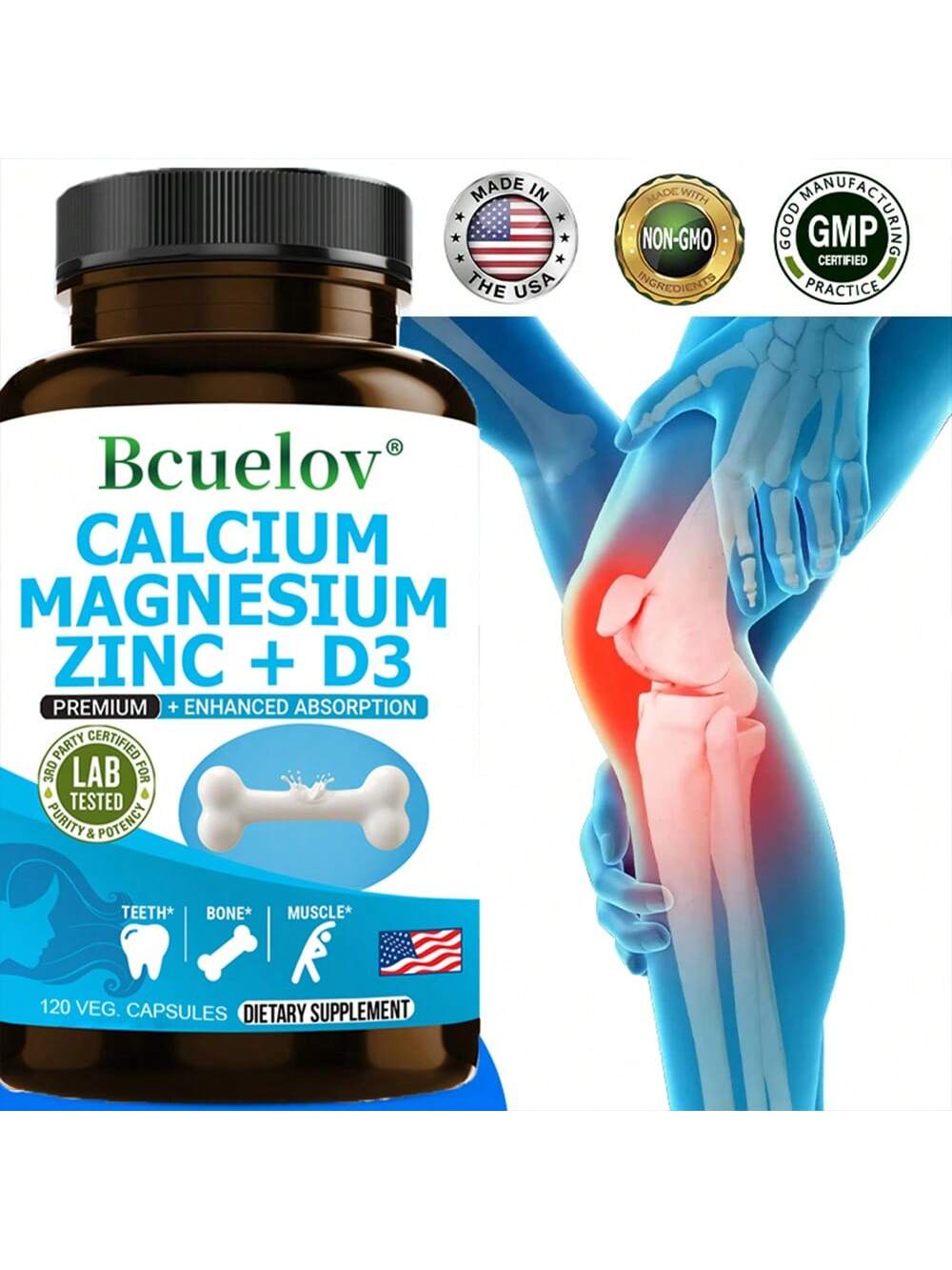 120 Capsules- With Calcium, Magnesium & Zinc, Support Energy Levels