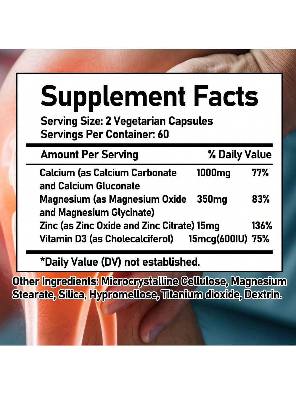 120 Capsules- With Calcium, Magnesium & Zinc, Support Energy Levels
