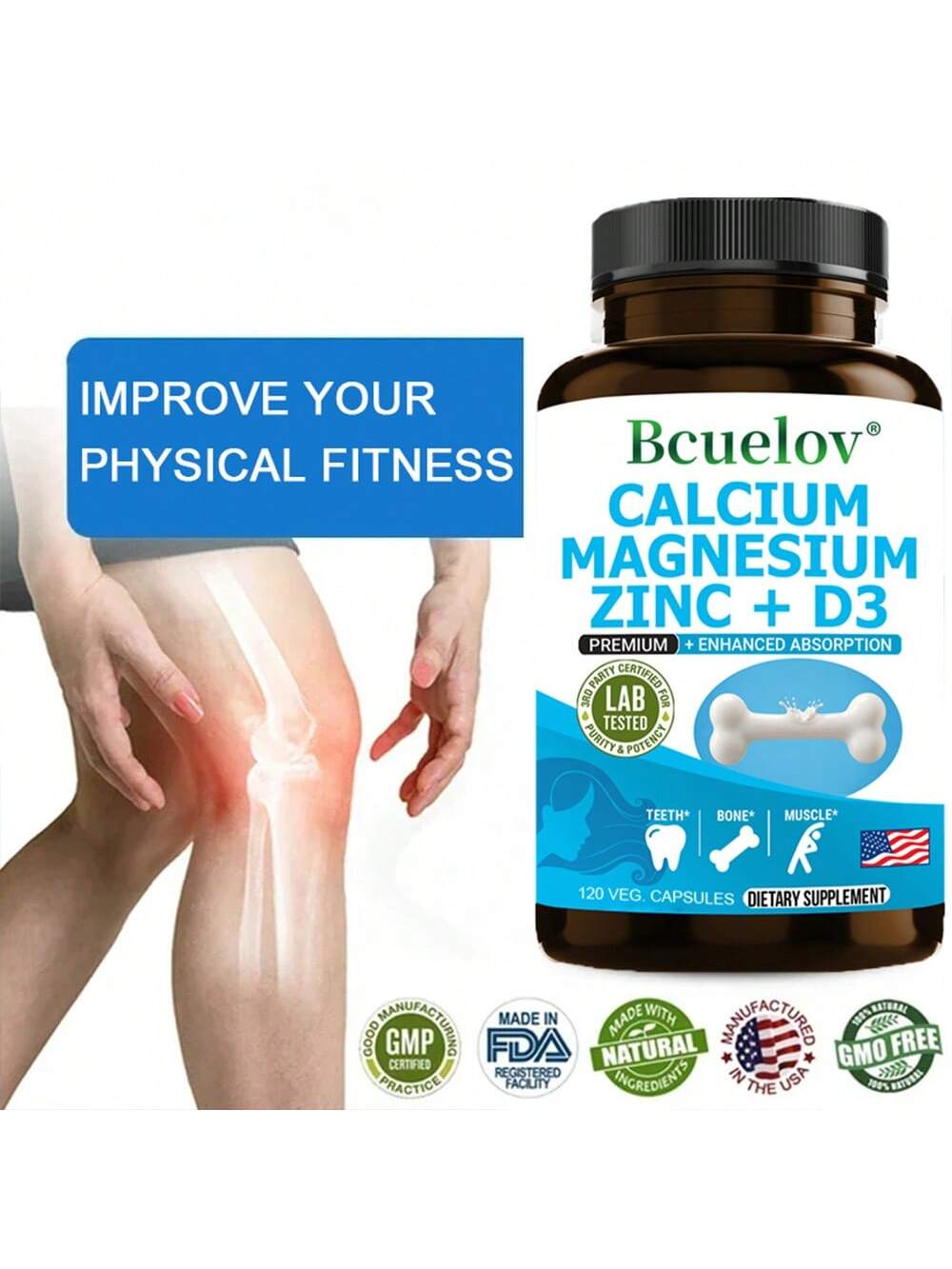 120 Capsules- With Calcium, Magnesium & Zinc, Support Energy Levels