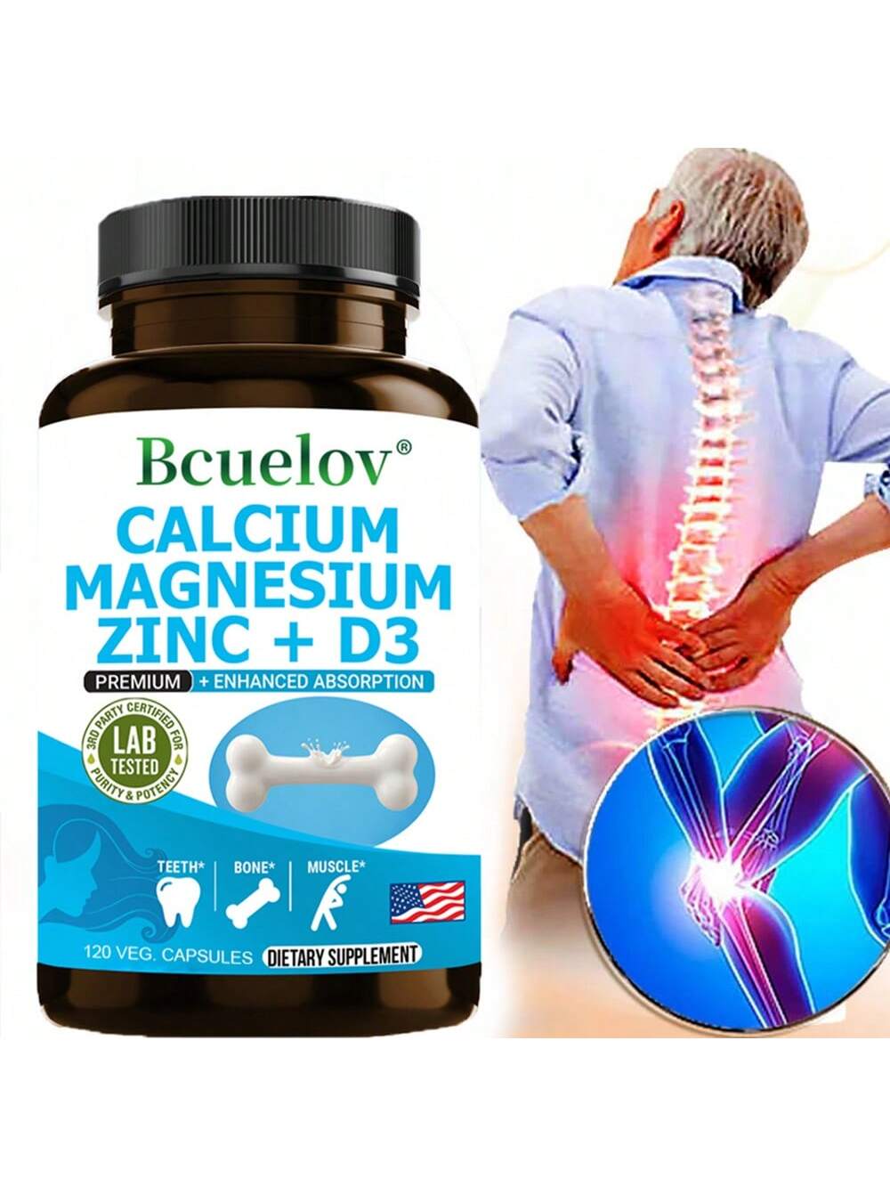 120 Capsules- With Calcium, Magnesium & Zinc, Support Energy Levels