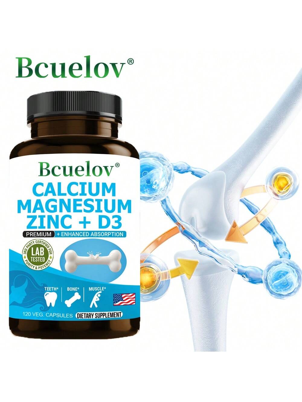 120 Capsules- With Calcium, Magnesium & Zinc, Support Energy Levels