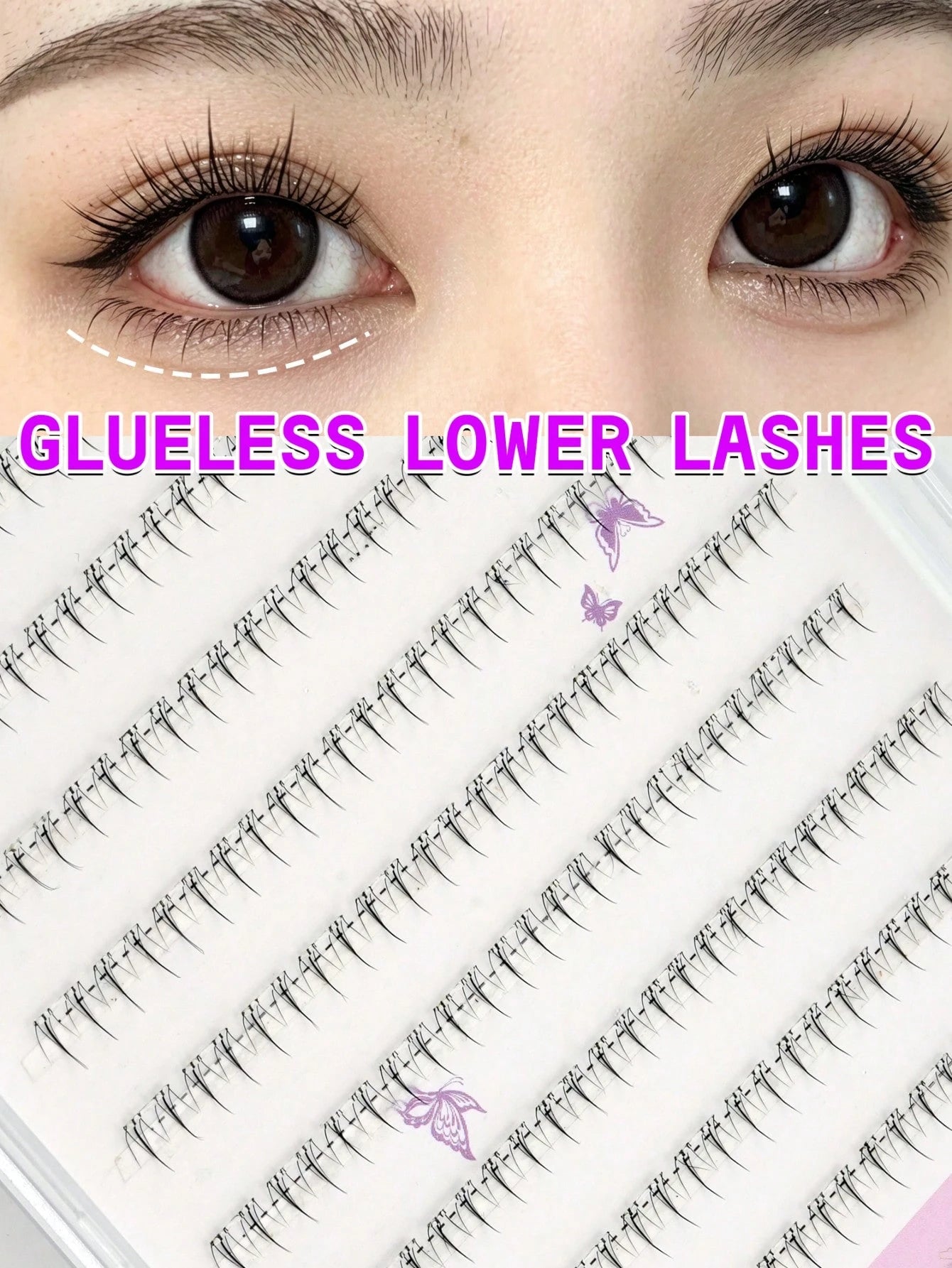 120 Clusters Glue-Free Lower Eyelashes, Cartoon Style Lower Eyelashes, Natural Soft Fit To Eyes, Comfortable To Wear, Boxed For Easy Carrying, Suitable For Various Makeup Looks, Eyelash Clusters, Fals