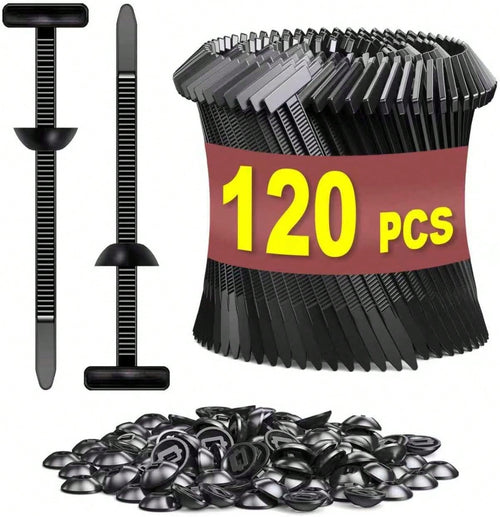 120 PCS Cable Tie Buckle For Car, Nylon Universal Zip Ties, New T Nylon Automotive Cable Clips For Car Fender, Engine Cover, Mudguard Fastener, Automotive Replacement Screw Fixing.