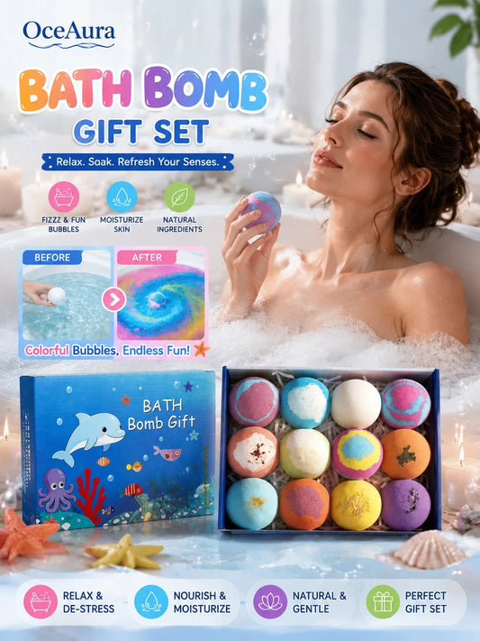 12Pcs Bath Bombs Set With Surprise Toys Inside Essential Oil Moisturizing Skin Care Bathtime Sensory Play Gift, Suitable For Most Skin Types
