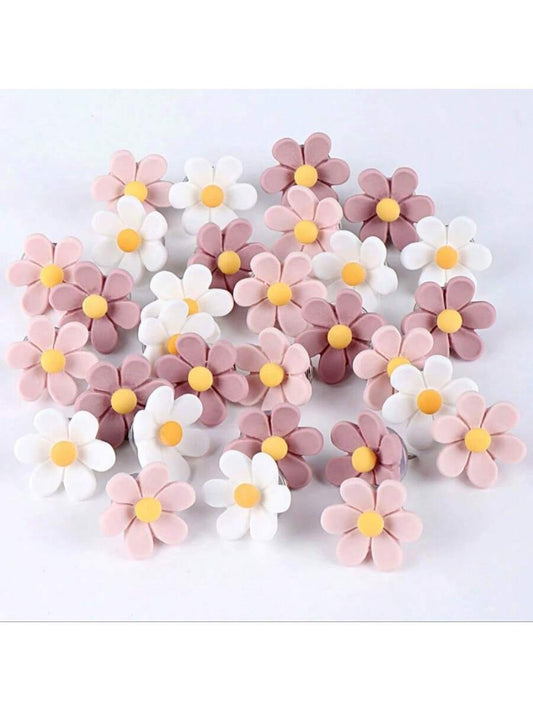 12pcs New Resin 3D Flower Push Pins, Decorative Pushpins With Pink Floral Pattern- For Photo Wall And Office Supplies Decoration,Back To School,School Supplies